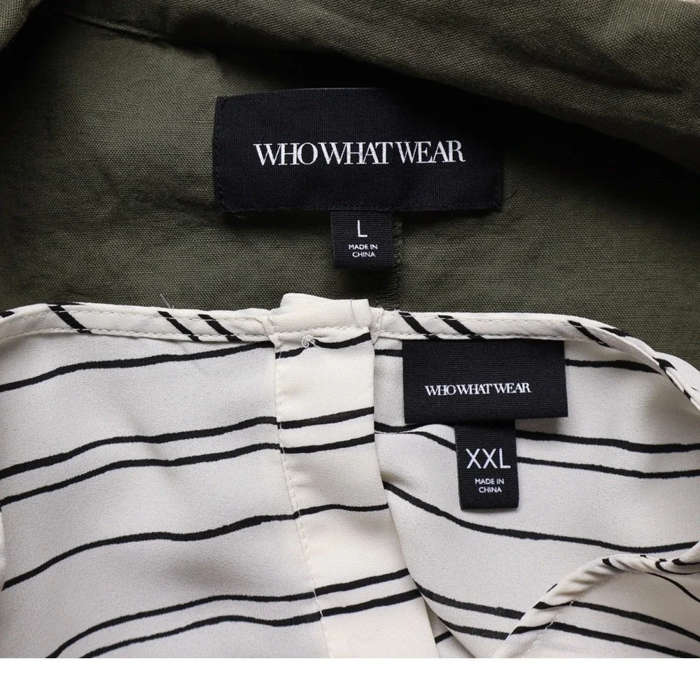 Who What Wear Womens Olive Green Utility Jacket and Striped Tank Set Size L XXL
